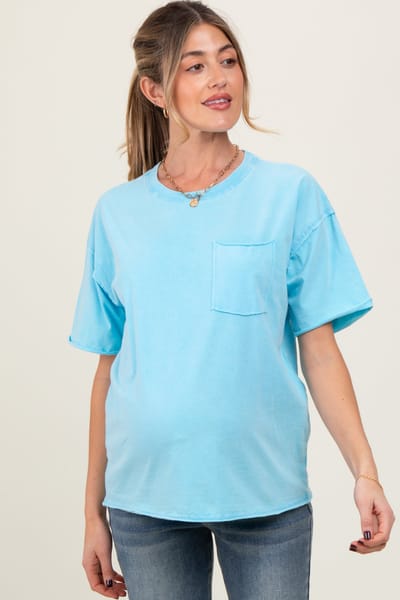 Hyfve Aqua Short Sleeve Front Pocket Tunic Maternity Top