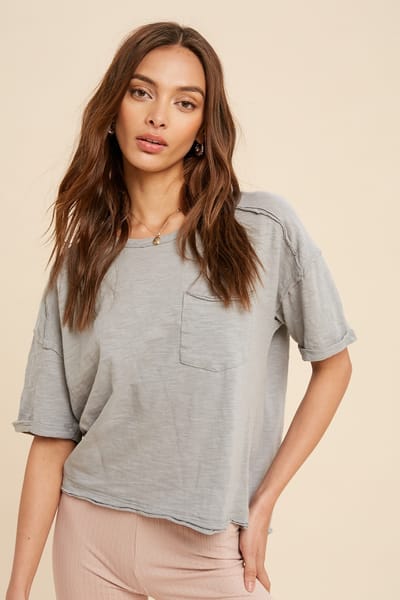 In Loom Chambray Garment Washed Short Sleeve Pocket Tee