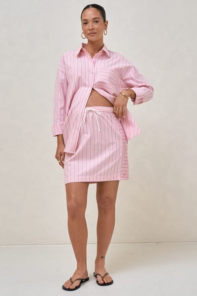 Bae The Label Stripe Theory Mini Skirt -Pink Stripe*