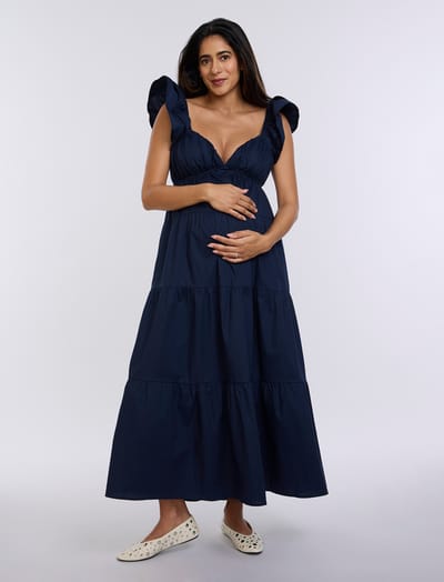 Motherhood Maternity Empire Ruffle Sleeve Maxi Dress