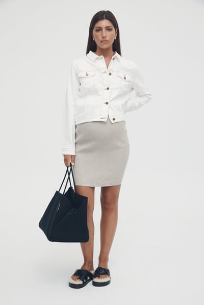 LEGOE. HERITAGE Cropped Denim Jacket (White) - FINAL SALE