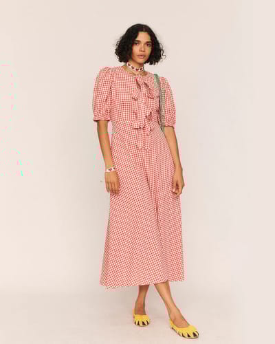 For The Creators Maude Red Gingham Midi Dress
