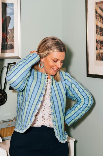 For The Creators Emmie Reversible Cropped Jacket in Azalea / Stripe