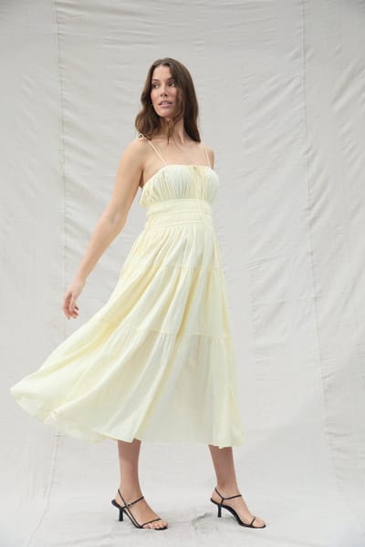 BUMPSUIT Shirred Midi Poplin Dress