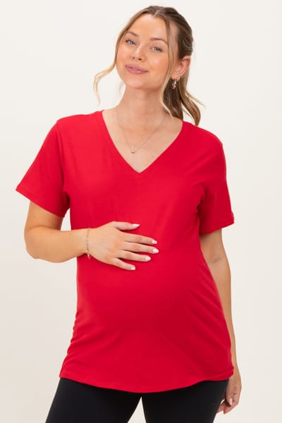 Zenana Outfitters Ruby Oversized V-Neck Short Sleeve Maternity Tee