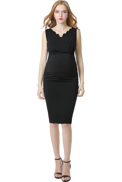Kimi + Kai Kimi + Kai Maternity "Talula" Scalloped V-Neck Body-Con Dress