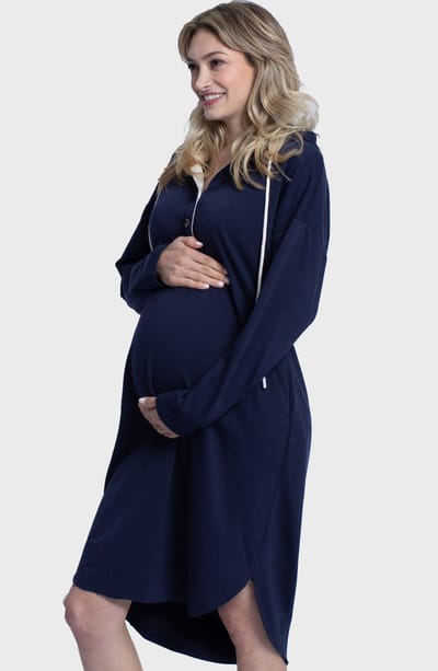 Angel Maternity Maternity Oversize Hoodie Button Nursing Dress
