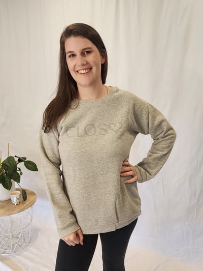 Close to the Heart Zip Crew Sweatshirt - Grey Marle