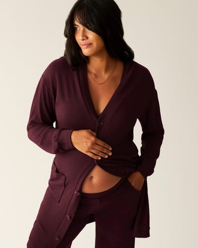 Kindred Bravely CozyKnit Long Cardigan | Deep Burgundy
