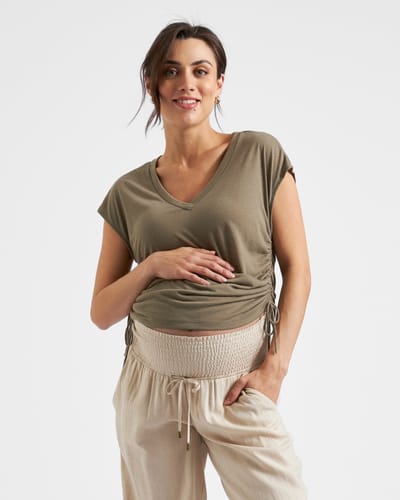 Ripe Maternity Ziggy Ruched Tee Olive