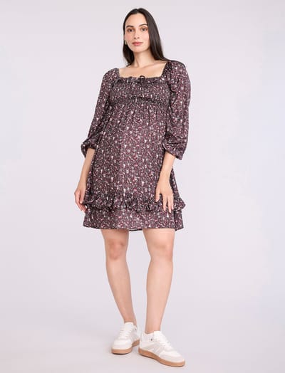 Motherhood Maternity Smocked Baby Doll Mini Dress