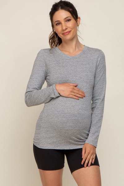 PinkBlush Heather Grey Long Sleeve Maternity Top