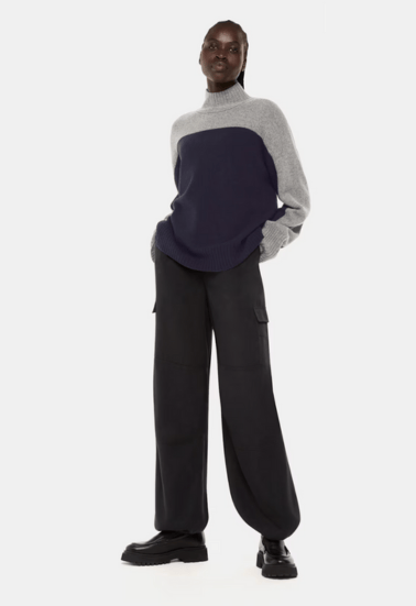 For The Creators Wool Colour Block Funnel Neck