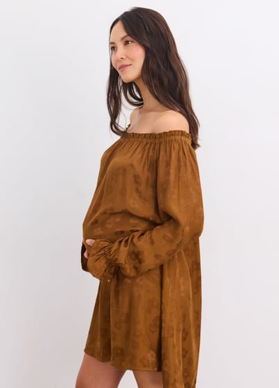 HATCH Collection The Samantha Off-The-Shoulder Jacquard Mini Dress