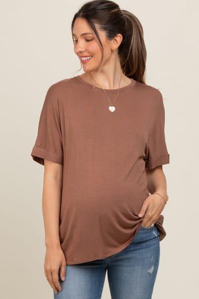 Elloh Mocha Relaxed Fit Maternity T-Shirt