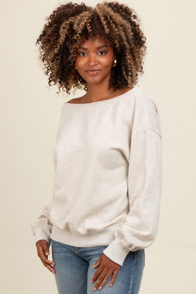 Papermoon Heather Grey One Shoulder Sweatshirt