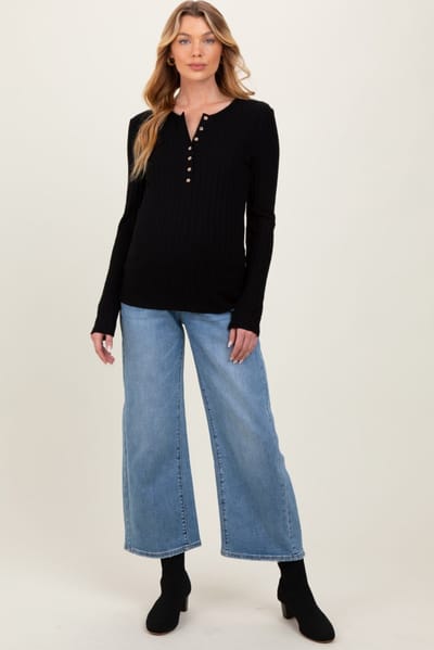 Vervet Blue Vintage Wash Wide Leg Maternity Jeans