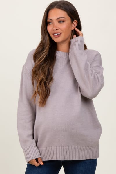 Miracle Grey Soft Knit Basic Maternity Sweater