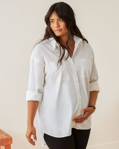 Storq Poplin Maternity & Nursing Button Up Shirt
