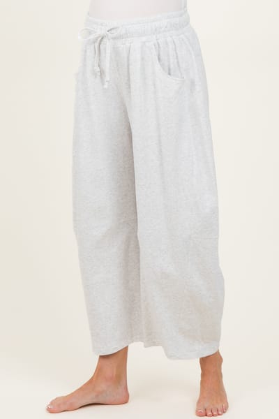Mitto Ivory Barrel Leg Terry Maternity Sweatpants