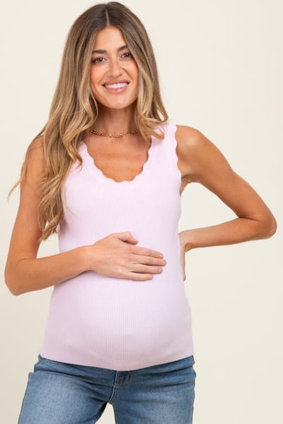 PinkBlush Pink Knit Scalloped Detail Maternity Tank Top