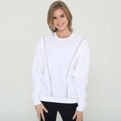 Sweat and Milk LLC Ivy Mesh Long Sleeve Nursing Top  | Blanc