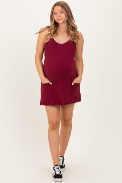 Zenana Outfitters Cabernet Racerback Maternity Romper Dress