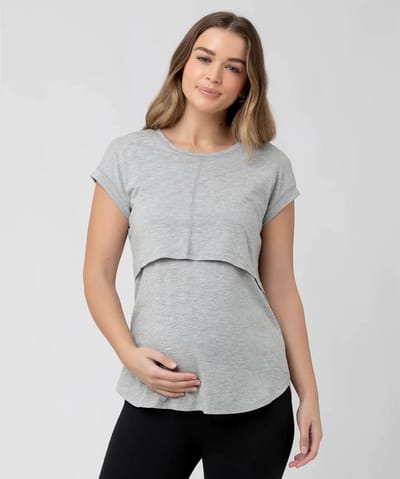 Special Addition Richie Grey Marle Nursing Tee by Ripe Maternity