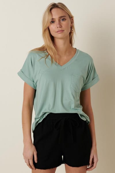 Mitto Mint V-Neck Pocket Short Sleeve Shirt