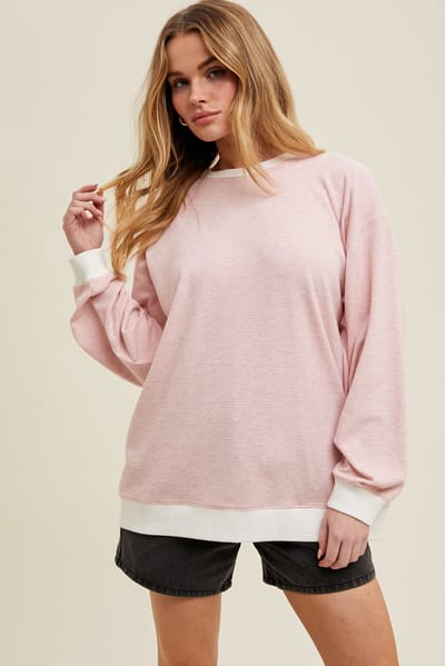 Wishlist Light Pink Striped Pullover Top