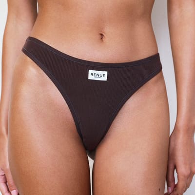 RENUE Tencel Ribbed Thong in Espresso