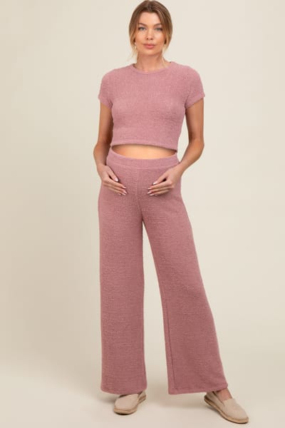Rhea + Thea Mauve Short Sleeve Pant Maternity Lounge Set