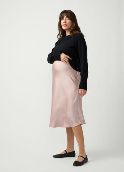 Ingrid+Isabel The Satin Slip Midi Maternity Skirt