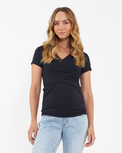 Ripe Maternity Embrace Short Sleeve Nursing Tee New Navy
