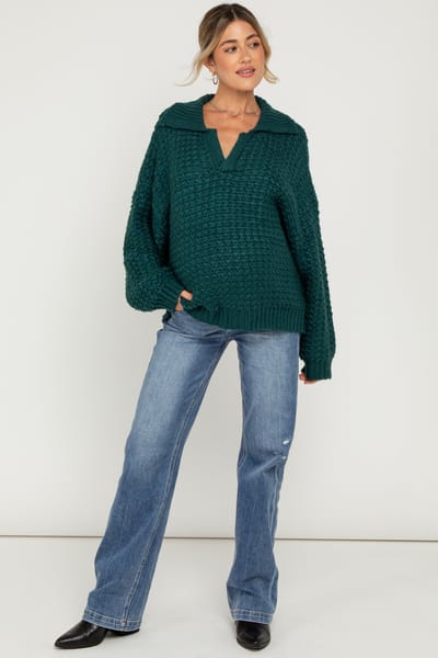 PinkBlush Navy Blue Lightly Distressed Maternity Straight Leg Jeans