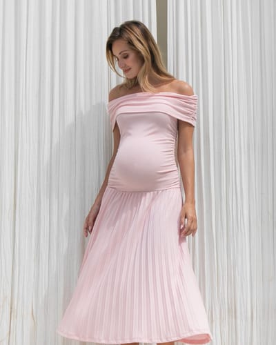 Soon Maternity Off Shoulder Midi Dress
