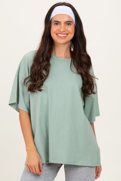 Hyfve Light Sage Crew Neck Short Sleeve Oversized T-Shirt