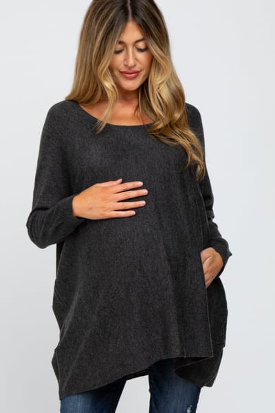 PinkBlush Black Soft Knit Dolman Sleeve Maternity Sweater