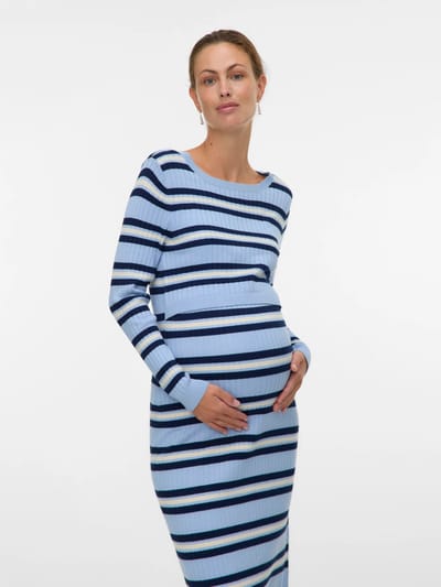 For The Creators Maternity June Knitted Dress Blue Stripe