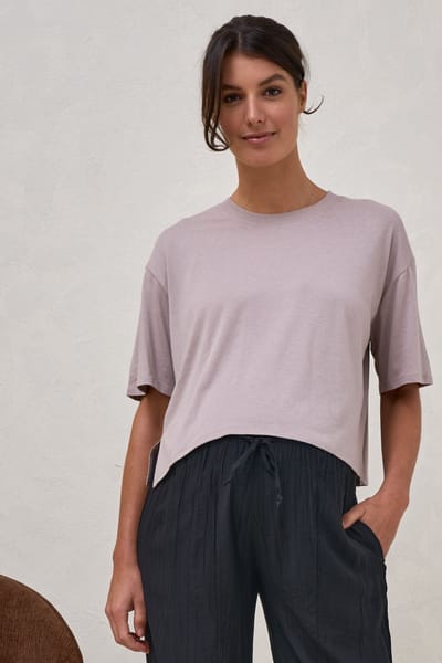 Bae the Label Into It Crop Tee - Taupe