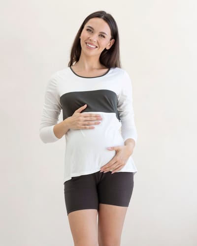 Angel Maternity Maternity Long Sleeve Lounge Top with Zipper Detail