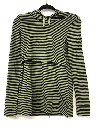 Latched Mama Outlet 6037 - Latched Mama Cloud Nursing Hoodie - Olive Stripe - Extra Extra Small