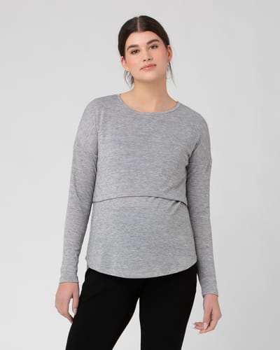 Ripe Maternity Nora Lift Up Nursing Top  Silver Marle