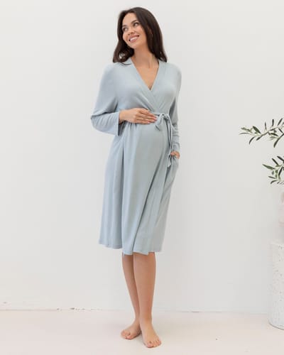 Angel Maternity Grace Maternity & Nursing Robe - Sea Mist