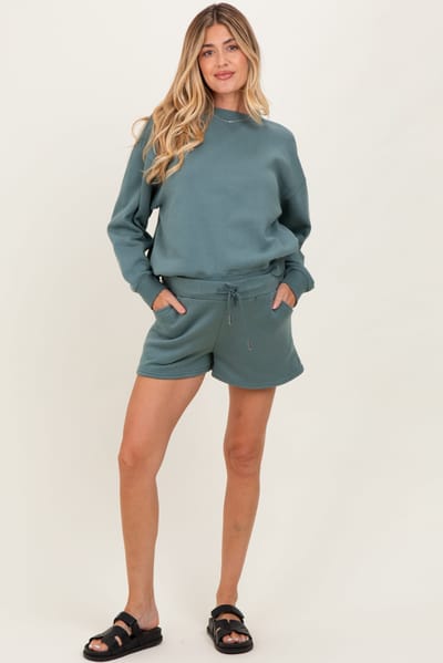 PinkBlush Jade Fleece Sweatshirt Shorts Maternity Set