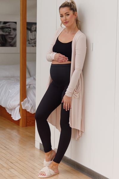 Rae Mode PinkBlush Black Solid Basic Maternity Leggings