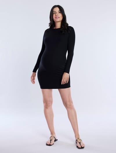 Motherhood Maternity Long Sleeve Rib Knit Mini Dress