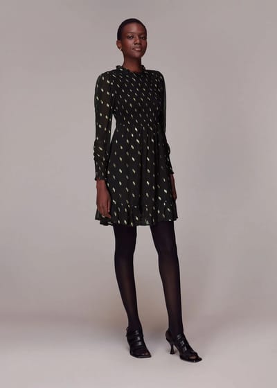 For The Creators Dobby Shirred Metallic Dress