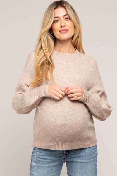 Miracle Taupe Bubble Sleeve Maternity Sweater
