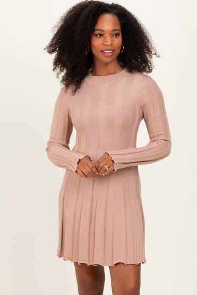 So Me Mocha Wide Rib Maternity Mini Dress